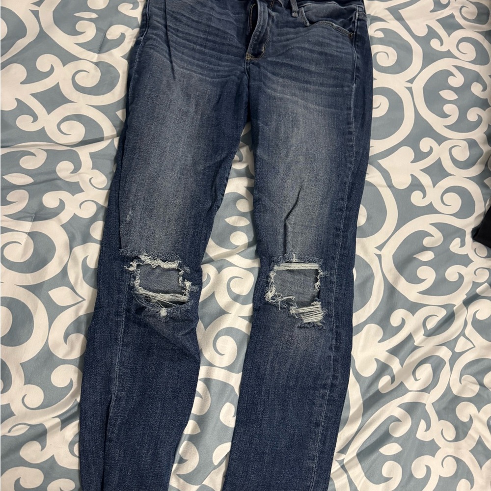 Abercrombie & Fitch Blue Skinny Jeans Distressed